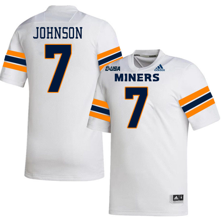 KD Johnson UTEP Jersey,UTEP Miners #7 KD Johnson College Football Jersey,Uniforms-White